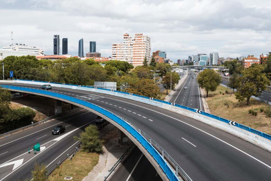 M30 Motorway in Madrid a cloudy day